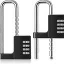 Gisafai 2 Pieces 4 Digit Combination Cabinet Lock for Adults Black Retractable Kitchen Cabinet Lock for Cabinet Doors Gym Adjustable Shackle