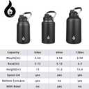BJPKPK 1 Gallon Water Bottle Insulated, Dishwasher Safe 128oz Large Water Jug with Metal Handle & BPA Free Spout Lid, Stainless Steel Metal Jug for Gym, Sports & Hiking, Black