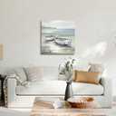 Beach Canvas Wall Art Picture: Abstract Ocean Sea Painting Coastal Boat Print Nautical Seascape Artwork Decoration for Living Room Bedroom Office 24 x 24 Inch