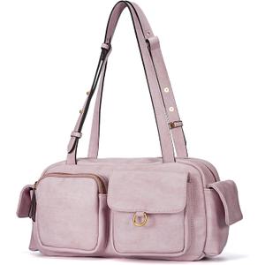 molshine Women's Shoulder Bags, Y2k Retro Hobo Clutch Purses, Multipocket Soft Punk Satchel Tote Handbags (Pink)