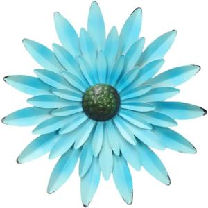 3D Metal Flowers Wall Decor Outdoor Wall Decor Suitable For Indoor and Outdoor Home Patio Bohemian Metal Flower Wall Art 12 in (Blue)