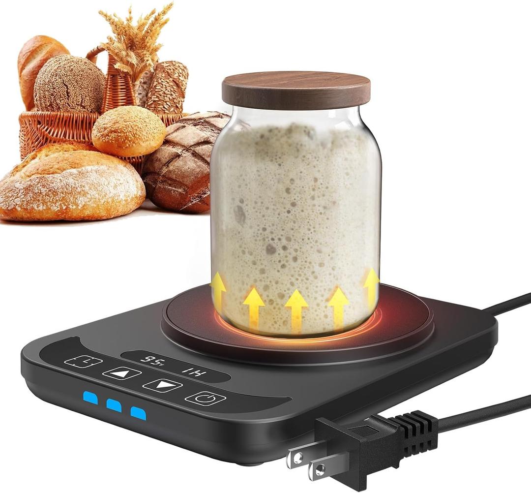 Sourdough Starter Warmer with Temperature Display,Sourdough Warming Mats 100 Electric Heating 12 Hours Timing Function Sourdough Heating Mat Bread for Baking Supplies Kitchen Bakers (Black)