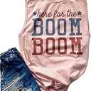 kfulemai Women's Here for The Boom Tanks Tops 4th of July Shirts Graphic Tee Patriotic Independence Day Sleeveless Shirt, M