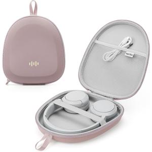 Headphone Case Hard Shell Super-Slim for Sony/JBL/Bose/Soundcore Anker/BERIBES KVIDIO TOZO JLab Over-Ear Headphones Universal Portable Travel Organizer Bag (Pink)
