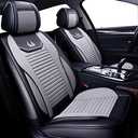OASIS AUTO Car Seat Covers Premium Waterproof Faux Leather Cushion Universal Accessories Fit SUV Truck Sedan Automotive Vehicle Auto Interior Protector Full Set (OS-008 Gray)