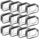 Weewooday 12 Pieces Clear Makeup Bags Cosmetic Storage Bags PVC Zipper Pouches Travel Waterproof Makeup Plastic Case for Women Organizing Toiletries Traveling Bathroom(Medium,Black)