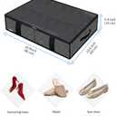 Onlyeasy 2 Pack Under Bed Shoe Storage Organizers with Handles & Clear window (Fit 14 +14 Pairs), Sturdy Underbed Box Organizer Shoe Storage Bags for Kids & Adults, Linen-like Black, MXAUBS14S14