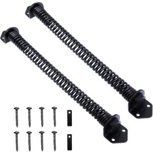 Pair of Heavy Duty Gate Spring Self Door Closing, Spring Automatic Gate Closer Hardware with Adjustable Suit for Garden Wooden Door Vinyl Fence Black (12 Inch)