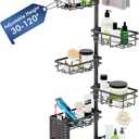 Shower Caddy Organizer Tension Pole, Rustproof 6-Pack Corner Shelf with 30-120 Inch Adjustable Shower Rack for Inside Shower, Extra Towel Bar & Soap Dish for Bathroom Organizers and Storage, Black