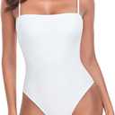 RELLECIGA Women's Bandeau One Piece Swimsuits (Medium, White)