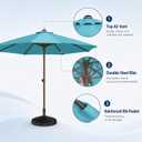 Patio Kingdom 9FT Patio Umbrella, Outdoor Table Umbrella with Rope Pulley Lift, 3 Adjustable Heights, Market Umbrellas for Backyard, Pool and Deck, UPF50+, Light Blue
