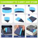 Dog Pool, Foldable Pet Swimming Pool with 6mm High-Strength PP Board, Hard Plastic Collapsible Doggy Pools for Small Dogs Kitty Duck, Non-Slip Doggie Bathtub Quick to Set Up and Drainage Hole(32x8in)