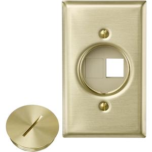 Leviton QuickPort Floor Jack Assembly, Two Blank Inserts, Solid Brass, 41652.0