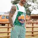 Bindefon Bibs Overalls Men Adjustable Straps Coveralls Shorts Printed Jumpsuit Male Romper (Large, Green Beer Glass)