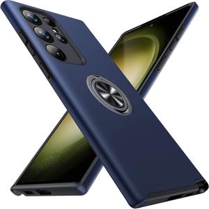 JAME for S23 Ultra Case, Slim Soft Bumper Case for Galaxy S23 Ultra, with Ring Holder Kickstand for Samsung S23 Ultra Cover, Military-Grade Protection for Samsung Galaxy S23 Ultra Case, Blue