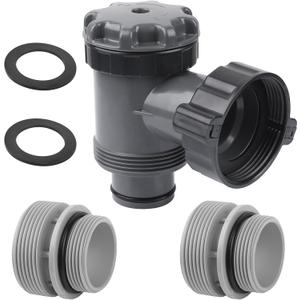 Plunger Valve for Intex Pool, 38mm Plunger Valves Connection Kit | For Above Ground Pool, with 4560 40mm to 1 1/2" Hose Conversion Adapters, Pool Filter Pump On Off