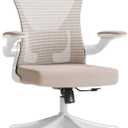 Ergonomic Office Chair with Adjustable Lumbar Support & Flip-Up Armrests - High Back Computer Desk Chair with Thickened Seat Cushion, Rolling Wheels for Home/Office Study Work