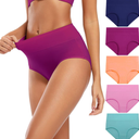 Molasus Women's Cotton Underwear High Waisted Full Coverage Ladies Panties (Regular & Plus Size) M Size