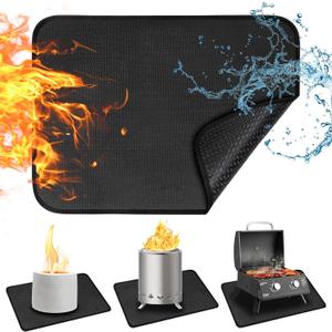 24x18 Inches Under Grill Mat for Outdoor Tabletop Grill Deck Protector,4-Layer Tabletop Fire Pit Mat for Solo Stove, Fireproof Heat Resistant Mat for Countertop/Patio Protection, Waterproof/Oil-Proof