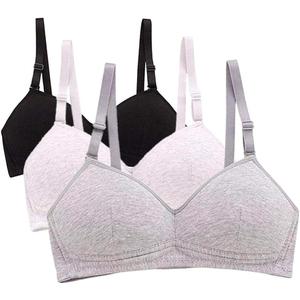 MANJIAMEI Women Teen Girls Thin Cotton Breathable Sports Bra Wire Free Push up Running A-Cup Bra Solid (34, Multicolor)
