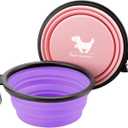 Collapsible Dog Bowls for Travel, 2-Pack Dog Portable Water Bowl for Dogs Cats Pet Foldable Feeding Watering Dish for Traveling Camping with Carabiners, BPA Free (Purple&Pink, Large)