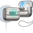 ESR for AirPods Pro 3 Case (2025), Compatible with AirPods Pro 3 (USB-C Cable), MagSafe Ready, Magnetic Lid Lock, Full Drop Protection Cover with Lanyard, Titanium