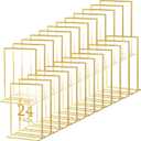 Hoteam 24 Pack Gold Acrylic Sign Holders, Gold Picture Frame, Clear Wedding Table Number Double Sided Acrylic Stand for Wedding Restaurant Photo Menu Art Event Display(4 x 6 Inch,Vertical)