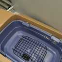 Amazon Basics Sturdy Portable 2-Door Top-Load Hard-Sided Pet Travel Carrier with Secure Ventilation, Handle, Front & Top Entry for Dogs, Cats, 22.8"L x 15"W x 13"H, Gray & Blue