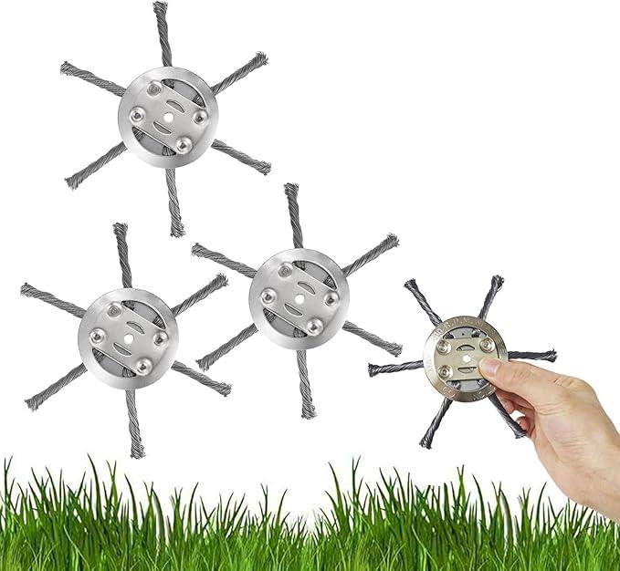 2Pcs Steel Wire Grass Trimmer Head-0.22 inch Hole, 6 Inches Steel Wire Weed Trimmer Head, String Trimmer Replacement Head for Electric Battery Powered Cordless String Trimmer