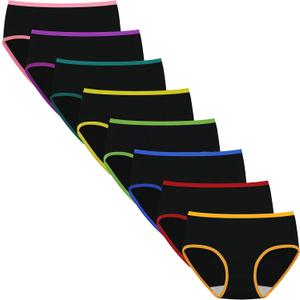 Nalwort Girls Panties Big Kids Cotton Underwear for Teens Briefs Pack of 8 (14-16 Years, Color-1)
