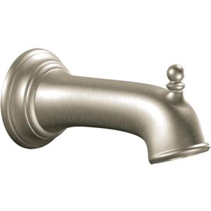 Moen Brantford Brushed Nickel Replacement 7.25-Inch Tub Diverter Spout with 1/2-Inch Slip Fit Connection, 3857BN