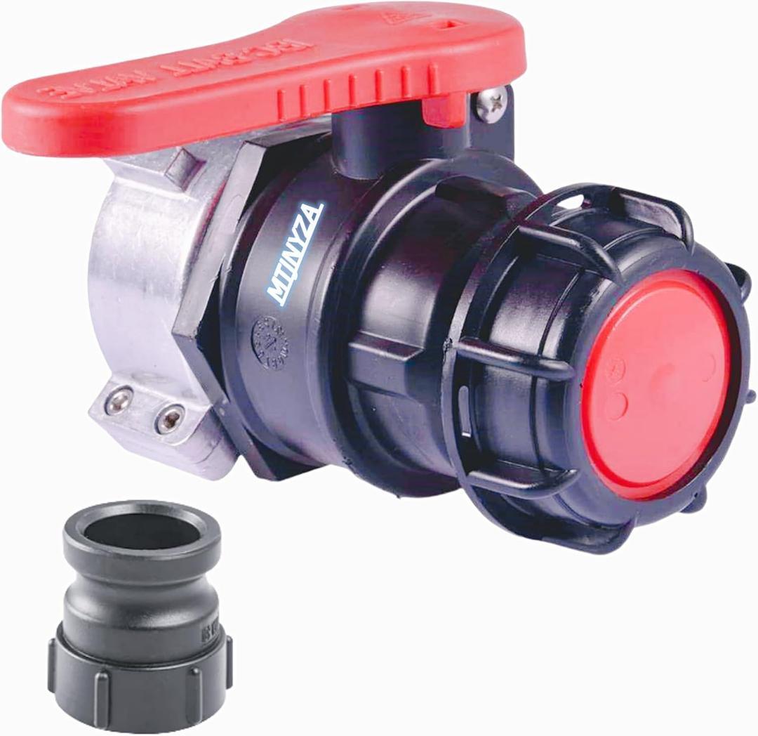 2.95" IBC Tote Tank Adapter,IBC Ball Valve Connector,Coarse Thread Tote Fittings Water Tank Adapter,S75x6 NPT DN50 Heavy Duty Tote Tank Drain Ball Valve Connector with 2" Cam Lock Fittings