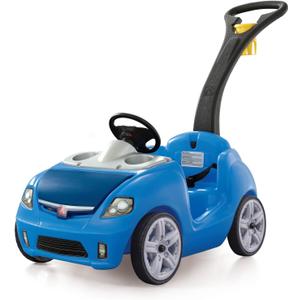Step2 Whisper Ride II Kids Push Car, Ride-On Car with Seat Belt and Horn, Toddlers and Preschoolers Ages 18 Months4 Years, Max Weight 50 lbs., Quick Fold Handle, Stroller Alternative, Blue