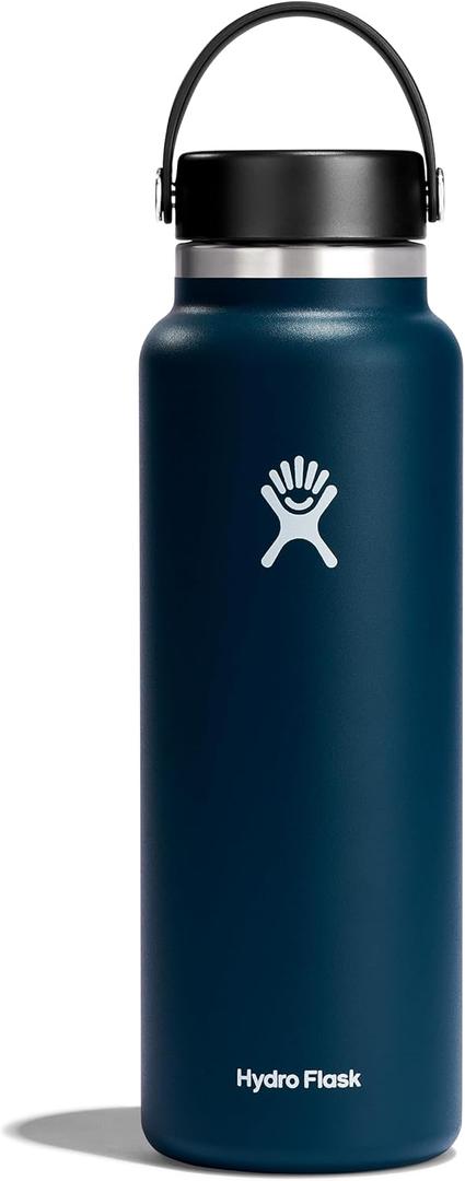 Hydro Flask Water Bottle - Insulated Stainless Steel - Wide Mouth Flex Lid, Non Spill, Leakproof and Refillable in 40 Oz (Indigo)