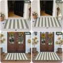 OJIA Striped Rug 24"x51" Washable Front Door Mat Outdoor Doormat Woven Entry Rug Cotton Indoor Outdoor Rug Small Checkered Rugs for Porch Kitchen Entryway Patio Bathroom (Green/White/Tan)