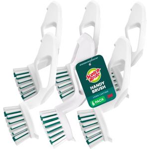 Scotch-Brite Handy Brush, Small and Durable Dish Brush with Handle for Scrubbing Hard-to-Reach Cookware, Tubs, Sinks, Car Tires, and More without Scratching, Antimicrobial, and Rinses Clean