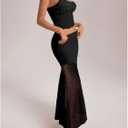 Women's 2 Piece Outfits Ruffled Cami Crop Top & Flowy Maxi Skirt Boho Chic Sets (Black, S)