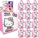 Hello Kitty Party Favor Bag Set - Bundle with 12 Reusable Hello Kitty Totes, Tattoos, Stickers and More | Birthday Party Supplies