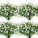 WILLBOND 36 Bundles Artificial Flowers Outdoor, UV Resistant Faux Artificial Plants Shrubs Flower Bulk for Hanging Planter Porch Window Home Wedding Spring Summer Decor (White)