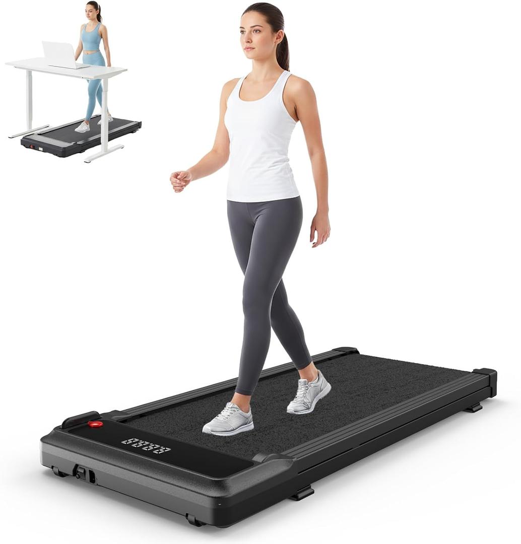 Smug Compact Armless Treadmill, Space Saving Design for Home & Office, Quiet Under Desk Walking Pad, 200 Lbs Capacity 3 in 1 Portable Walking Treadmill (No Handle, Bright Black)