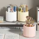 Desk Organizer, 360 Rotating Pen Holder for Desk, Pencil Cup with 7 Compartments Storage Box Caddy for Kids, Office, School, Home (White)