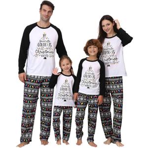 ANGELGGH Family Pajamas Matching Sets, Cute Christmas Printed 2 Piece Sleepwear, Holiday PJs Jammies for Couples/Women/Men (Large, Stripe Light String)