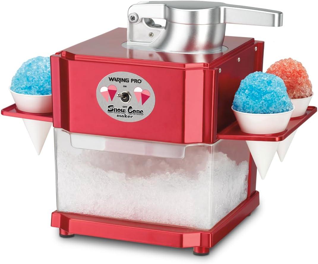 Cuisinart Snow Cone Machine, Home Shaved Ice Maker for Snow Cones, Snow Cone Maker with Reuseable Paper Cups, Makes 5 Icy Cones for Slushies, Frozen Drinks , Red, SCM-10P1