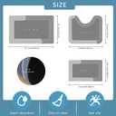 Gray Bath Mat Set of 3, Thin Rubber, Non-Slip Quick Dry Bathroom Rug, 3 PCS