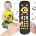 Baby TV Remote Control Toy 6 Month+, Toddler Realistic Remote Toy with Sound and Light, Early Educational Music Toys with 3 Languages English French Spanish for Infant Boys Girls 6 12 18 months