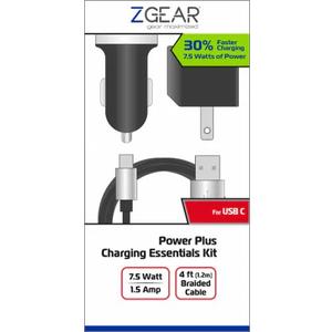 ZGear Power Plus Charging Essentials, 3 Pc Kit 7.5Watt 4Ft, White