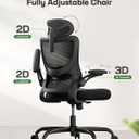 Marsail Ergonomic Office Chair: Office Desk Chair with High Back Mesh and Adjustable Lumbar Support Rolling Work Swivel Task Chairs with Wheel 3D Armrests and Headrest, Black