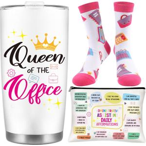 CRASHOT Administrative Assistant Gifts, Secretary Appreciation Gift Set with 20 oz Travel Tumbler, Makeup Bag and Socks, Administrative Professional Day Present