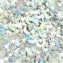 4 x Star Moon Confetti - Iridescent Metallic Glitter Foil for Birthday, Anniversary, Wedding, Graduation, Bachelorette, Baptismal Party DIY (Silver)