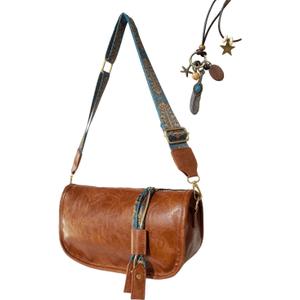 Vintage Crossbody Bag Western Bag Boho Purses For Women Leather Zipper With Adjustable Strap Shoulder Bag
